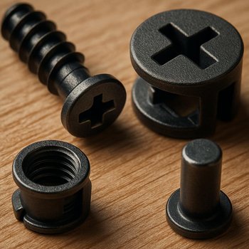 Metal karkasda səliqəli yerləşdirilmiş vidaların detallı görüntüsü