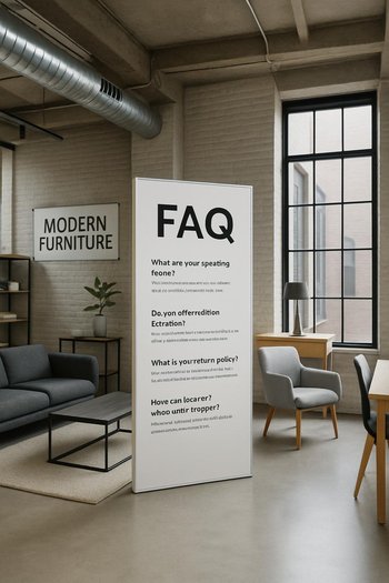 Loft məmulatların kataloq nümunələri ilə yan-yana yerləşdirildiyi interyer küncü