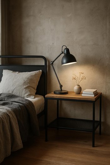 Yataq otağında loft iş masası və açıq şkaf modulundan ibarət künc set