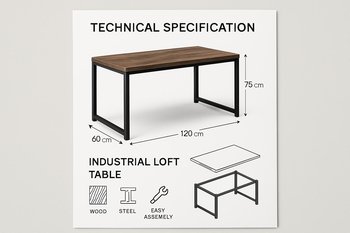 Loft mebel üçün texniki kartların yer aldığı kataloq səhifəsinin ümumi görünüşü