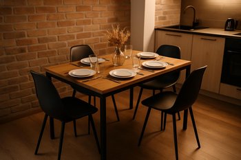 Dörd nəfərlik loft yemək masası və stul dəsti