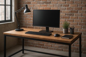 Ev ofisi üçün metal karkaslı loft iş masası