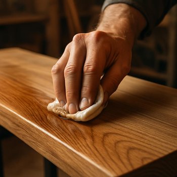 Loft taxta lövhənin yağla işlənməsi və teksturanın vurğulanması