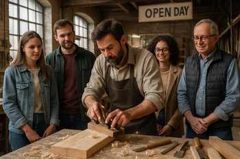 Emalatxanada açıq qapı günü zamanı kiçik qrup üçün keçirilən tur