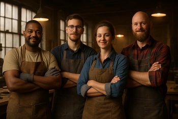 Steel&Spark emalatxanasında metal və ağac ustalarından ibarət kiçik komanda