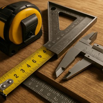 Loft məmulatların dəqiq ölçülməsi üçün rulet, künc və qələm dəsti